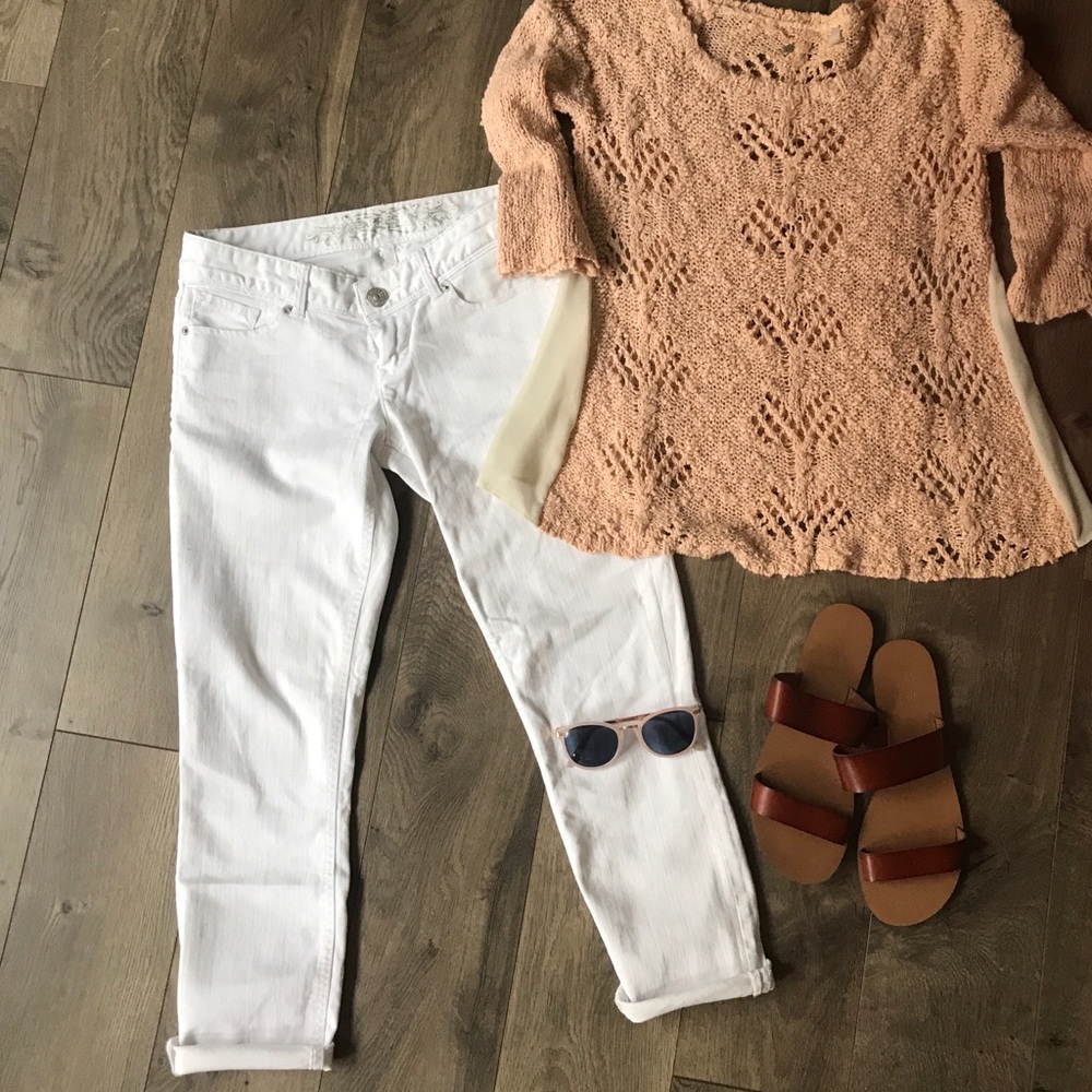 Express White Zelda Copped Jean Leggings Size 2